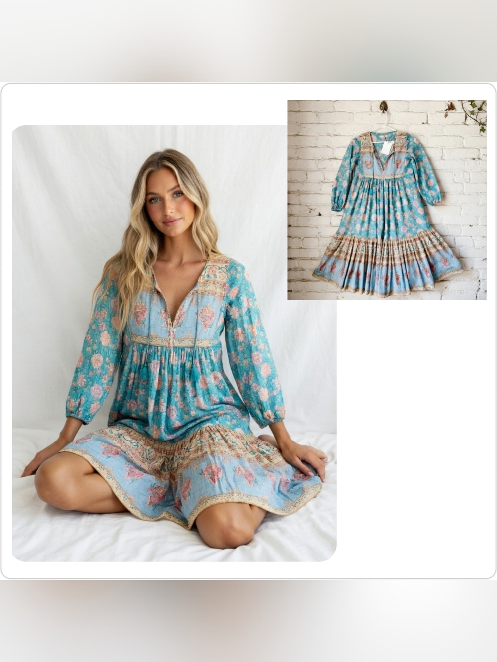 Spell & The Gypsy Collective NWT Small Floral Boho Tiered Tassel Midi Dress
